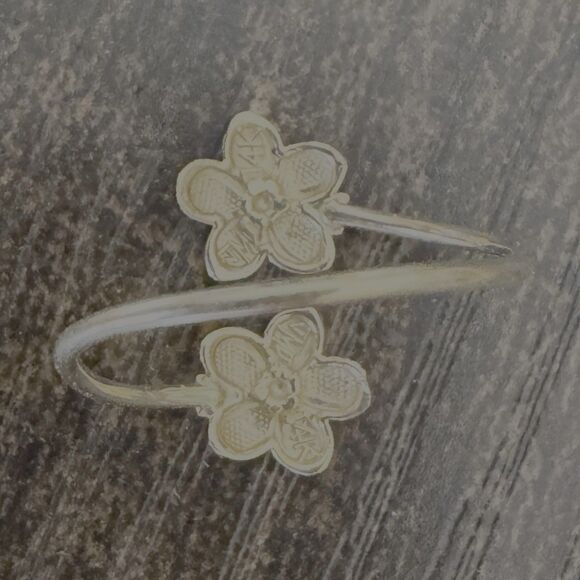 14K Rose Gold Double Flower Bypass Ring Adjustable Size 5-7 JMD Plumeria - Picture 11 of 12